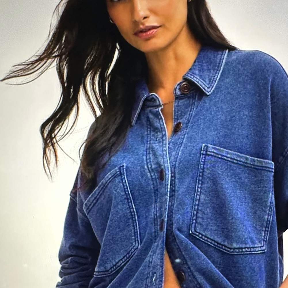 Z Supply Stylish Blue Denim Shirt M